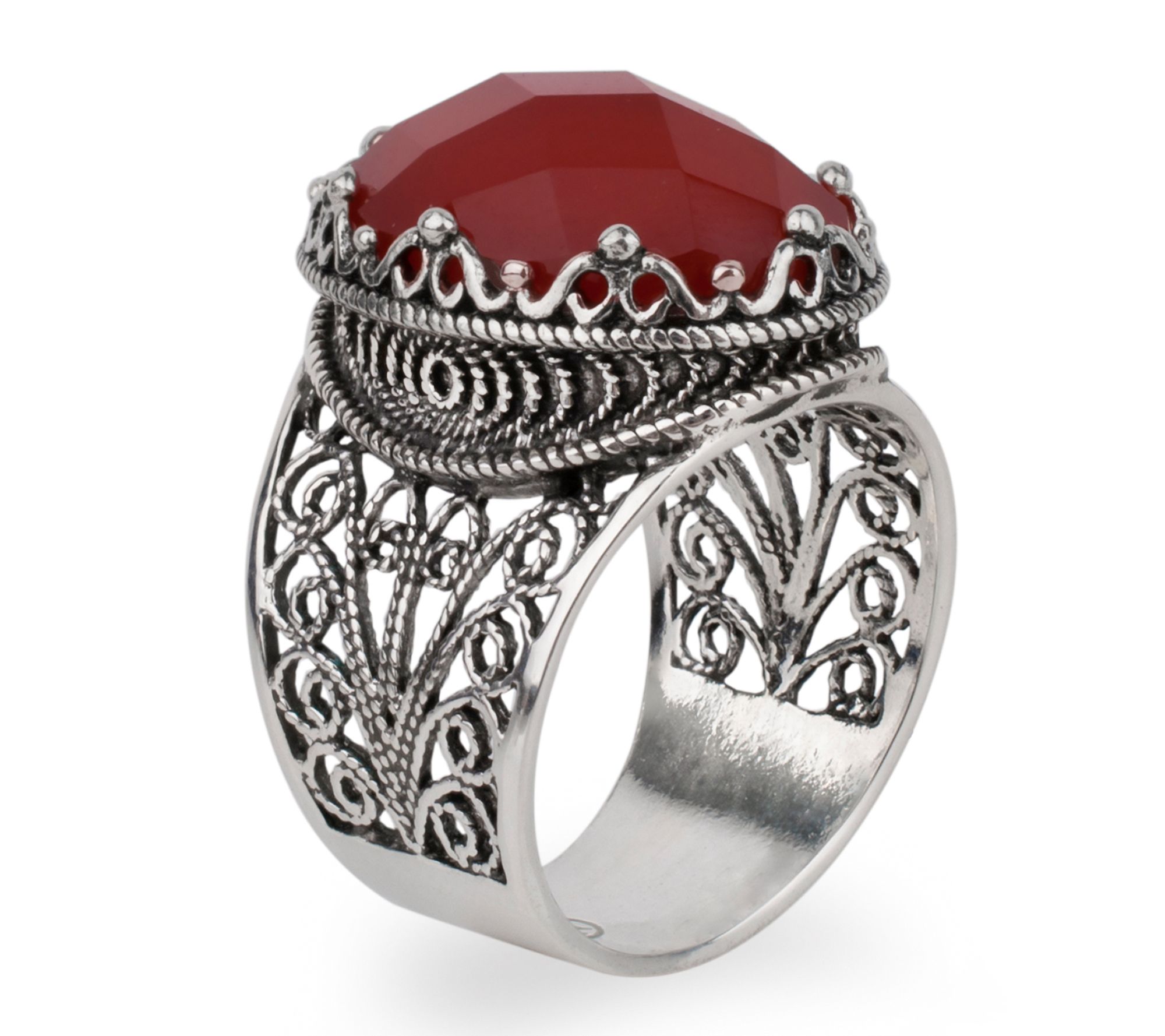 Artisan Crafted Sterling Silver Bold Carnel ian Ring