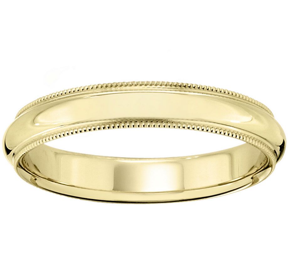 Men's 18K Yellow Gold 4mm Milgrain Wedding Band