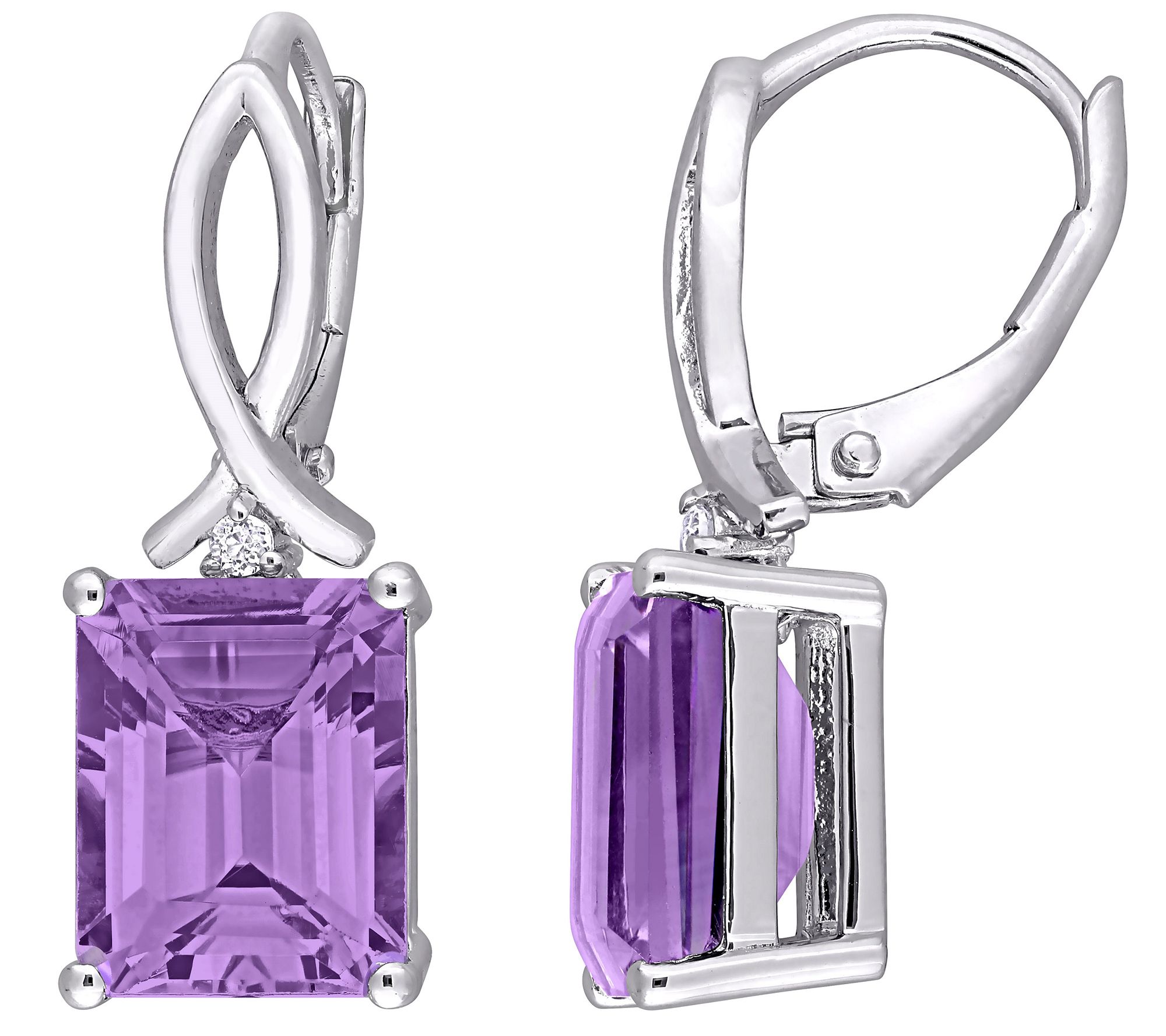Sterling Silver 6.45 cttw Amethyst & White Topaz Earrings