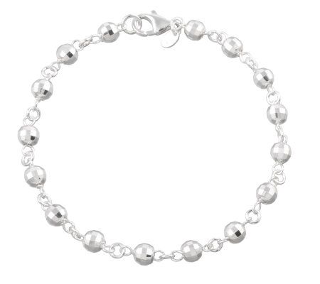 UltraFine Silver 9 Disco Bead Station Anklet,8 .0g
