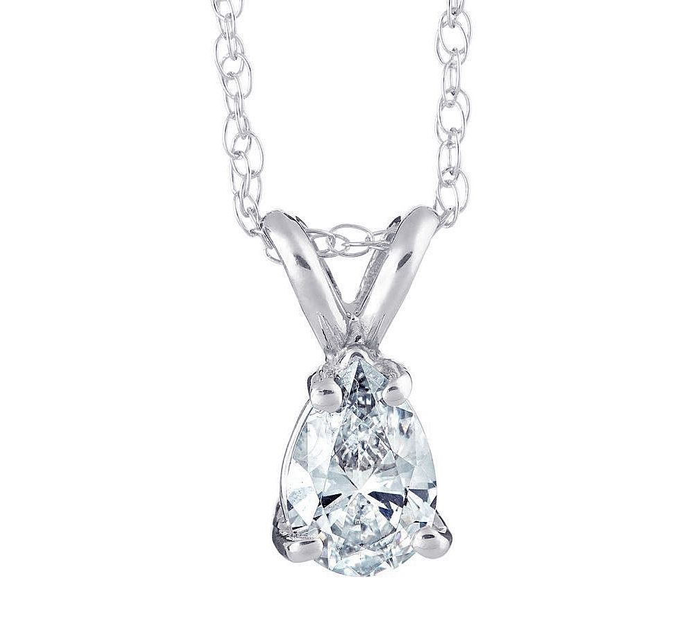 Affinity 1/4 cttw Pear Diamond Pendant w/ Chai n, 14K Gold