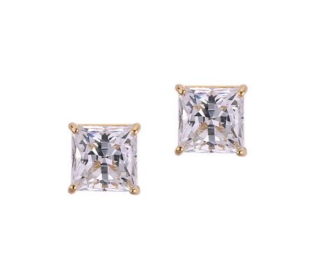 Diamonique 2.50 ct tw Princess Stud Earrings, 1 4K Gold