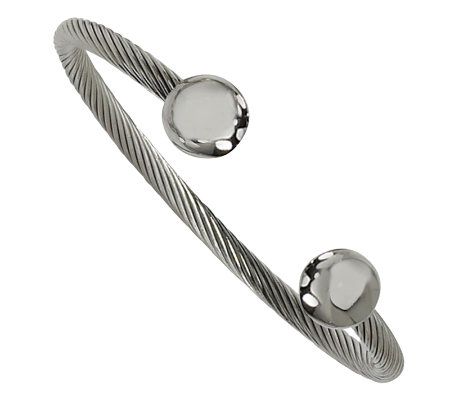 Steel by Design Mens Twisted Cuff w/ Polish ed Endcaps