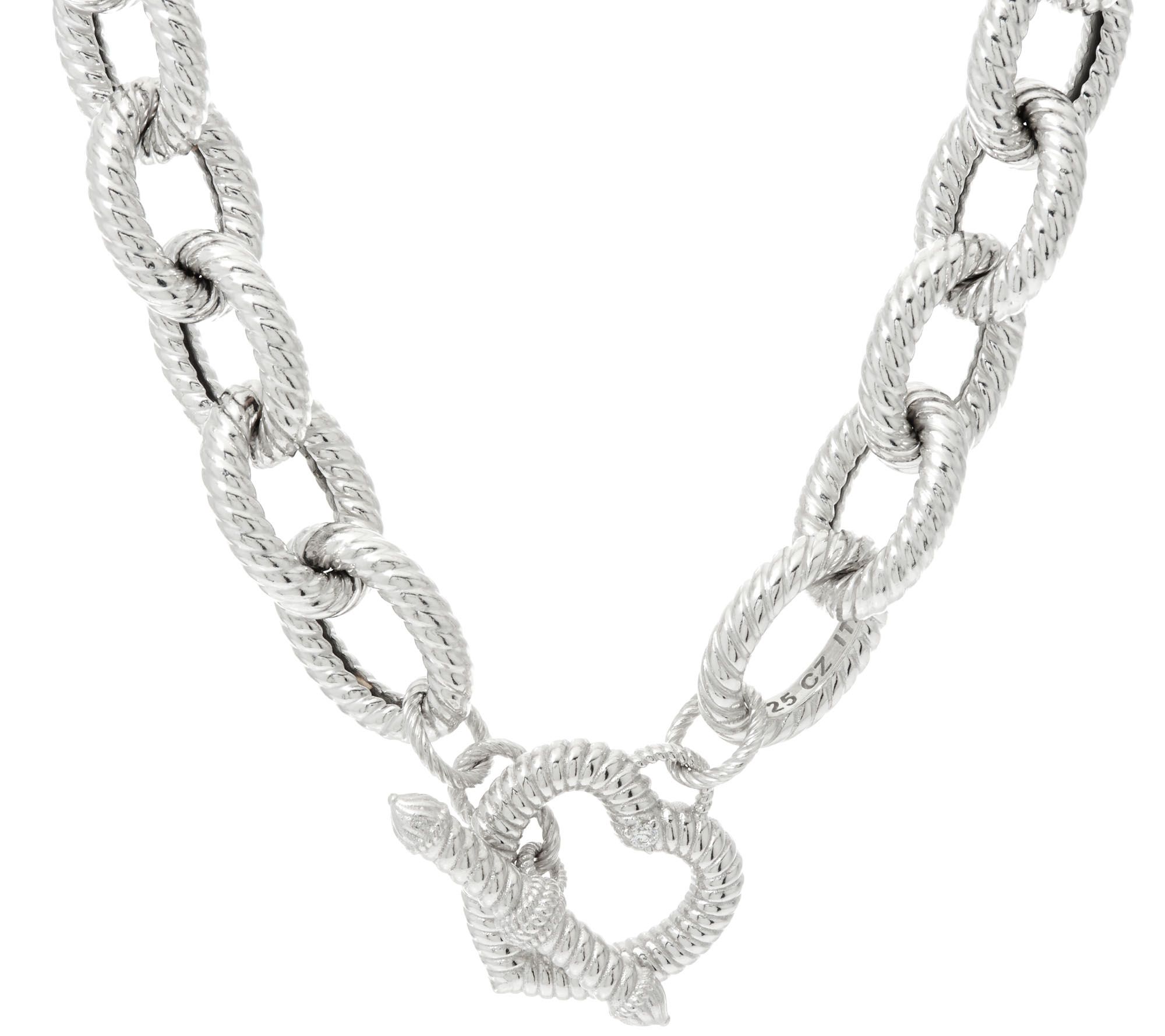 Judith Ripka 20 Sterling Verona Heart Clasp N ecklace 124.0g