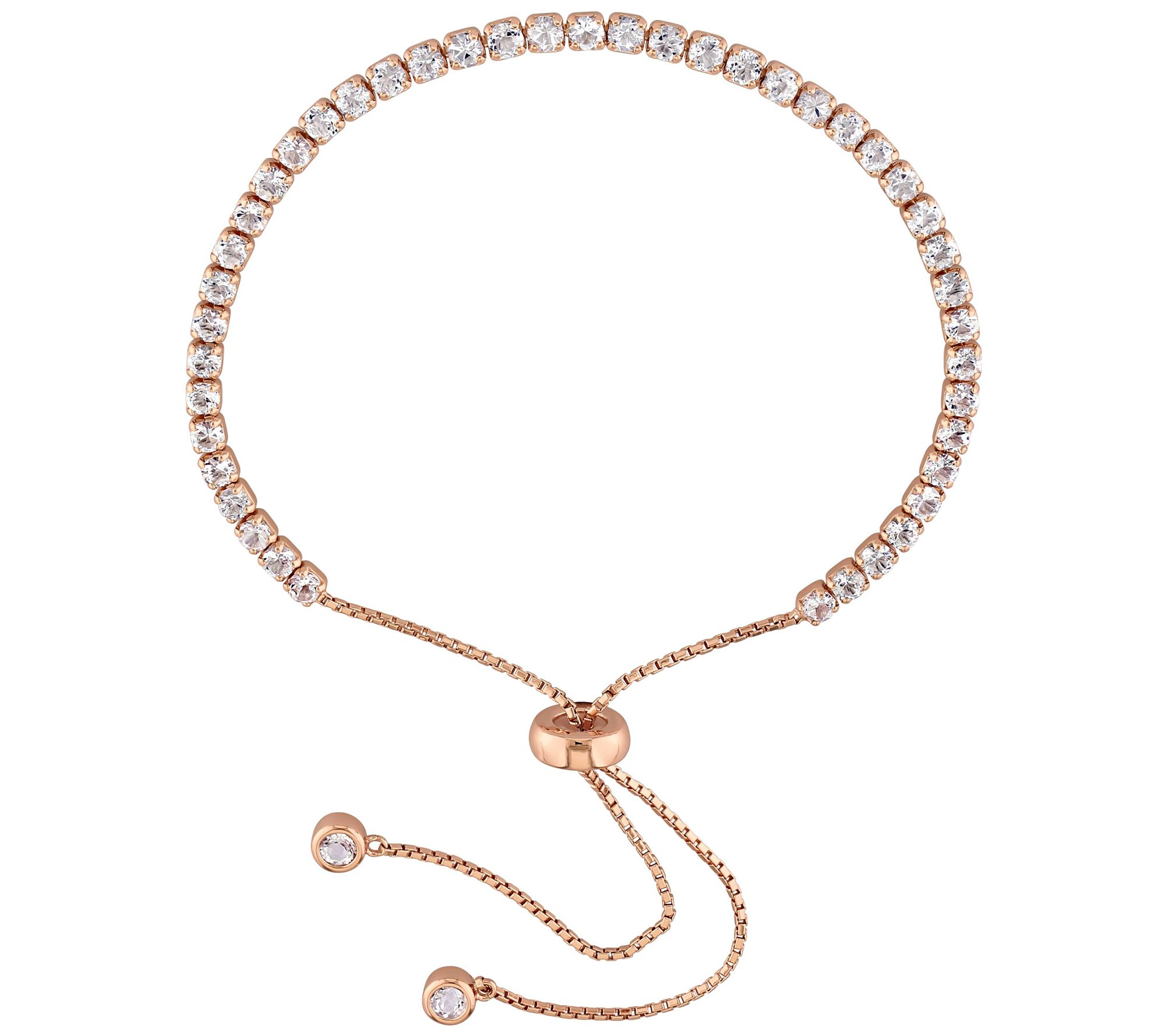 18K Rose Gold Plated 3.75 cttw White Topaz Adjustable Bracele