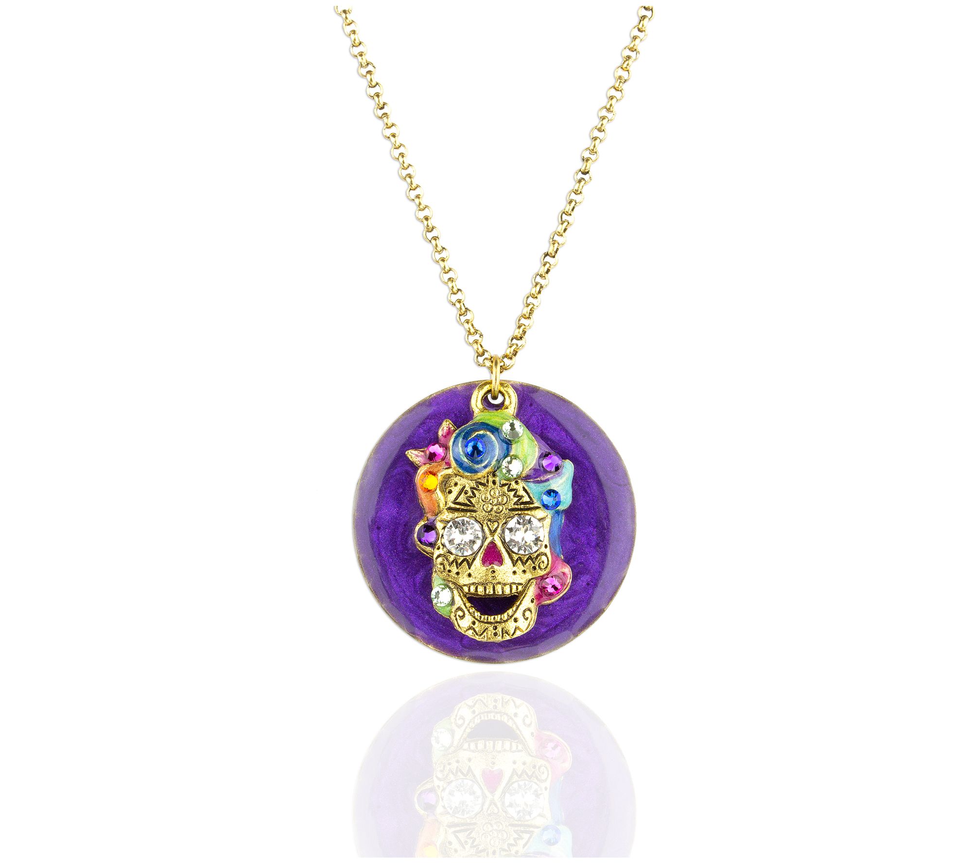 Anne Koplik Swarovski Crystal Sugar Skull Penda nt w/ Chain