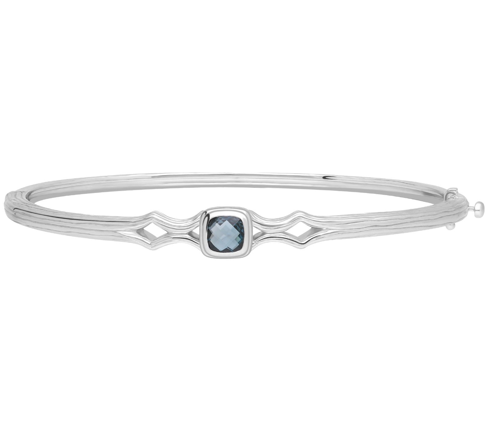 Ariva Sterling Silver Blue Topaz Silk Hinged Bangle