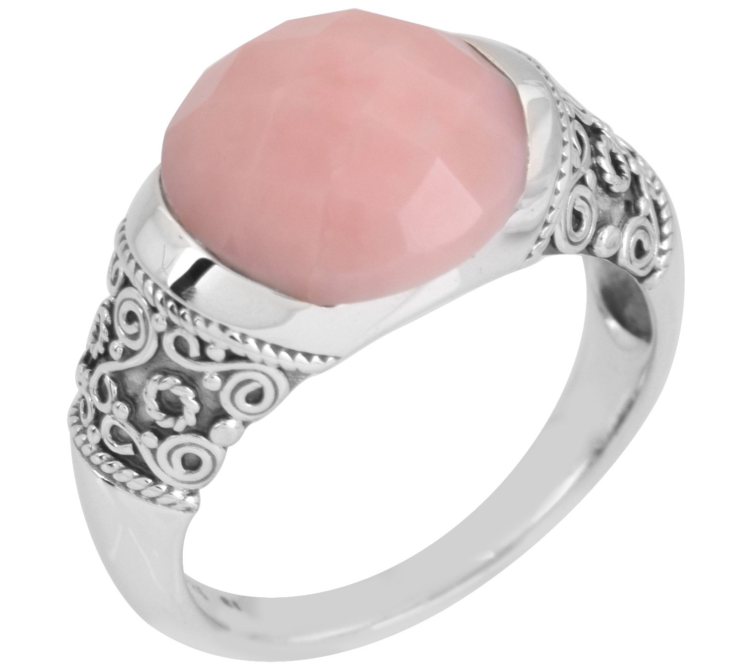 Artisan Crafted Sterling Silver Pink Opal Solit aire Ring