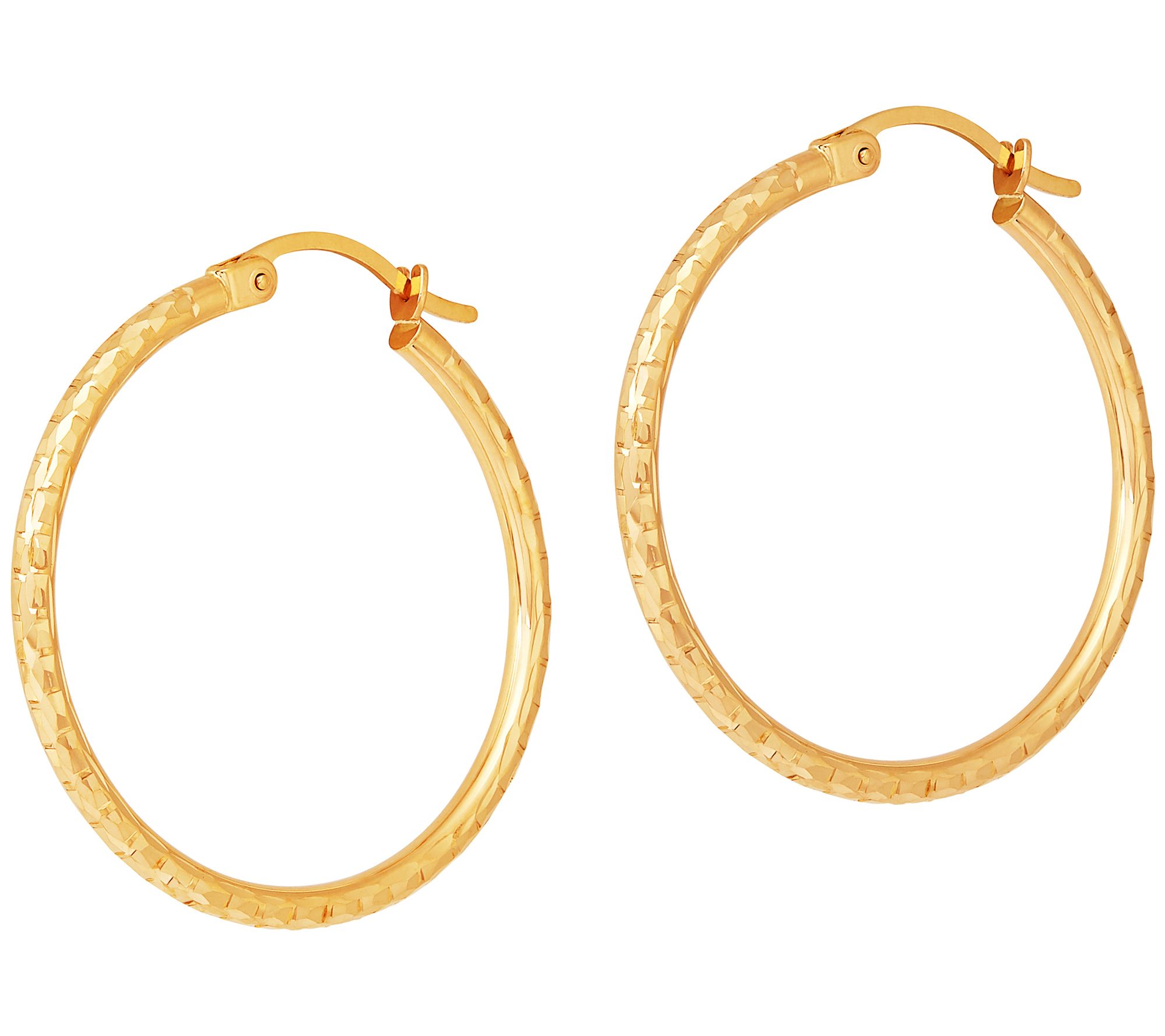 EternaGold PrismCut 11/4" Hoop Earrings, 14K Gold