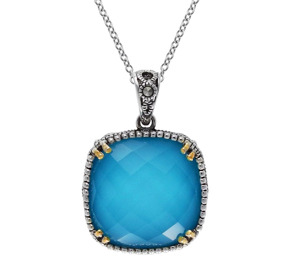 Suspicion Sterling Marcasite & Doublet Pendantw/ Chain
