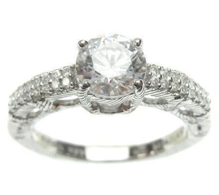 Judith Ripka Sterling Diamonique Round Pave Rin g