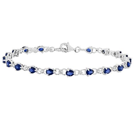 Sterling 7-1/2 Teardrop-Shaped Gemstone Tennis Bracelet