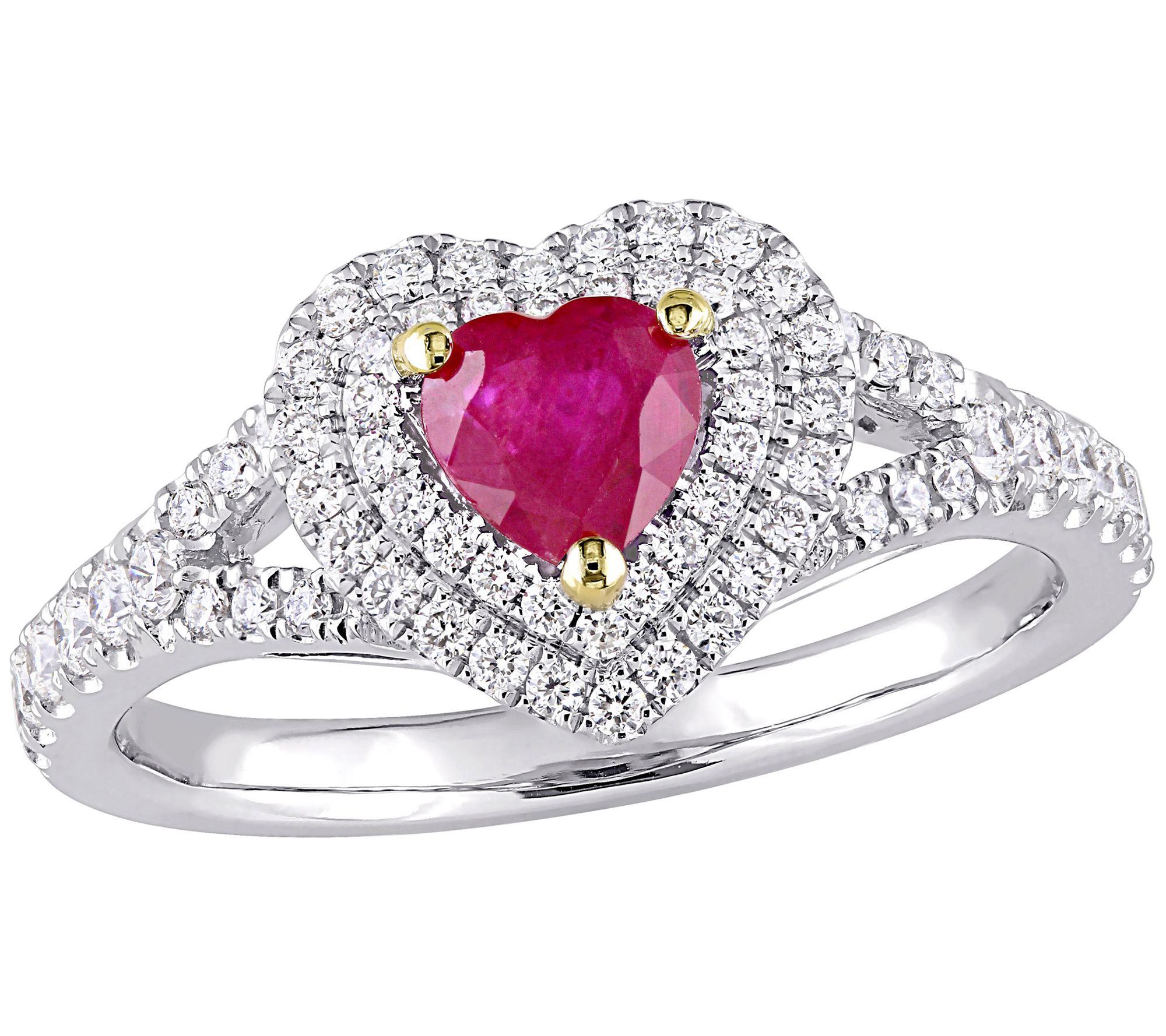 Bellini 0.55 cttw Ruby & 0.40 cttw Diamond Ha lo Ring, 14K