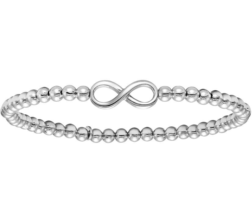Italian Silver Beaded Infinity Stretch Bracelet Sterling, 6.5g