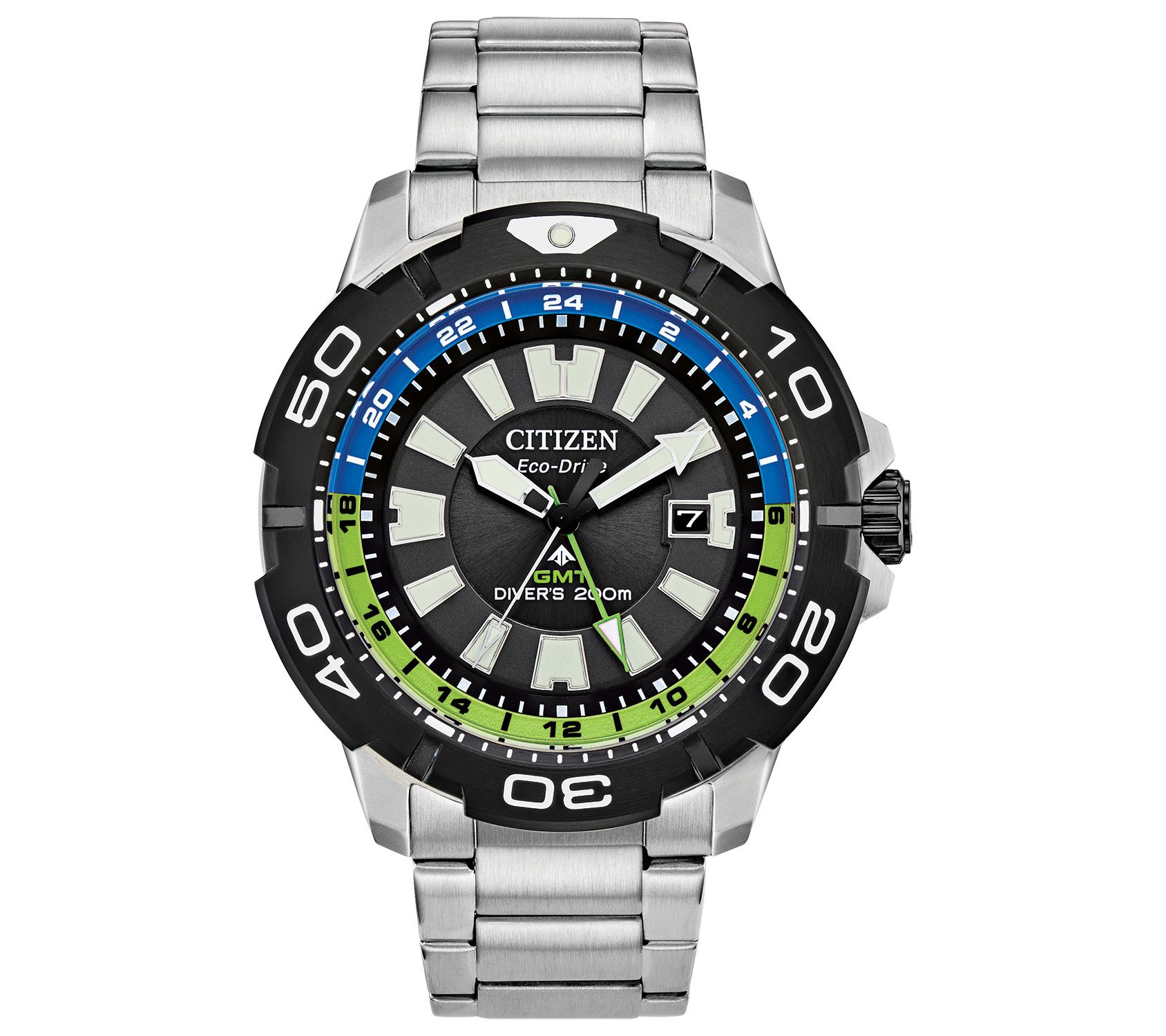 Citizen Eco-Drive Mens Stainless Blue & Gre en Dial Watch