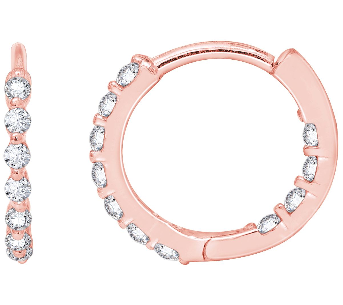 Diamonique 0.30 cttw Eternity Hoop Earrings, S ing Silver
