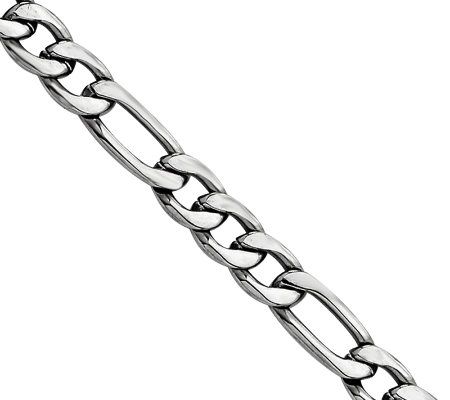 Stainless Steel 8 6.3mm Figaro Chain Bracelet