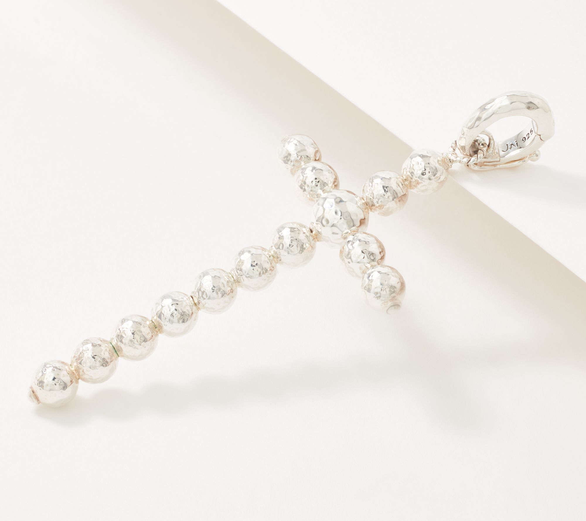 JAI Sterling Silver Hammered Bead Cross Enhancer