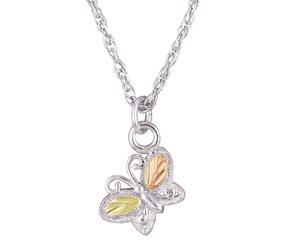 Black Hills Gold Butterfly Pendant Sterling/12K