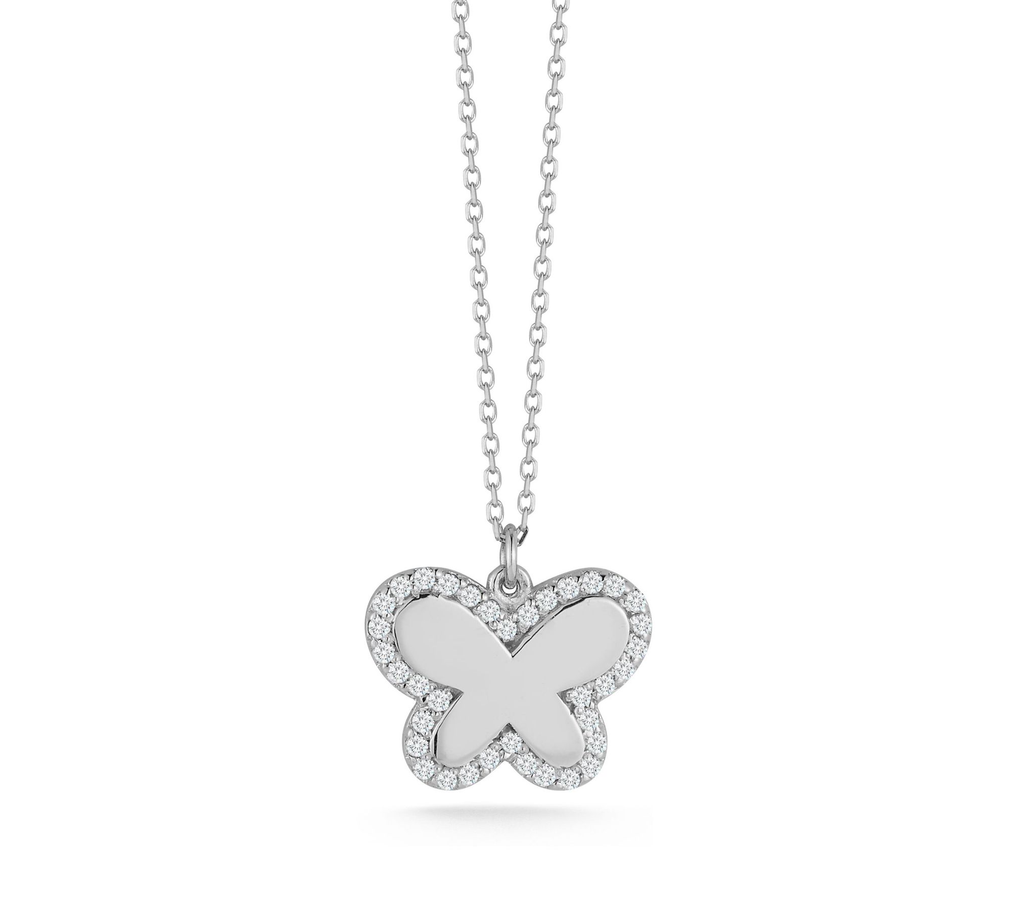 Luminosa Gold Diamond Accent Butterfly Pendant w/ Chain, 14K