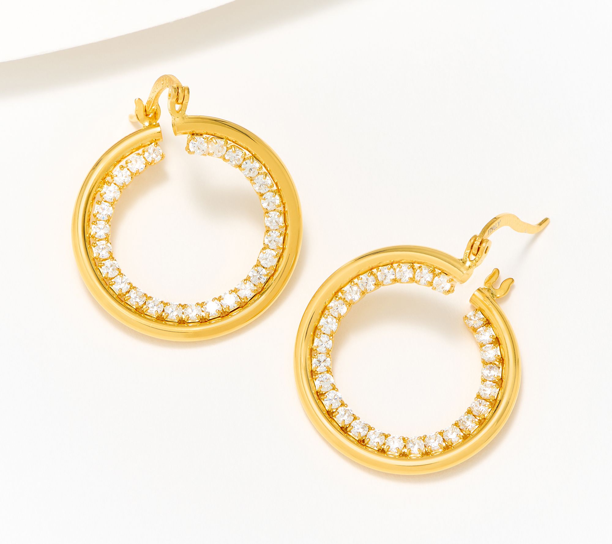 Diamonique Italia Sculptural Hoop Earrings, Sterling Silver