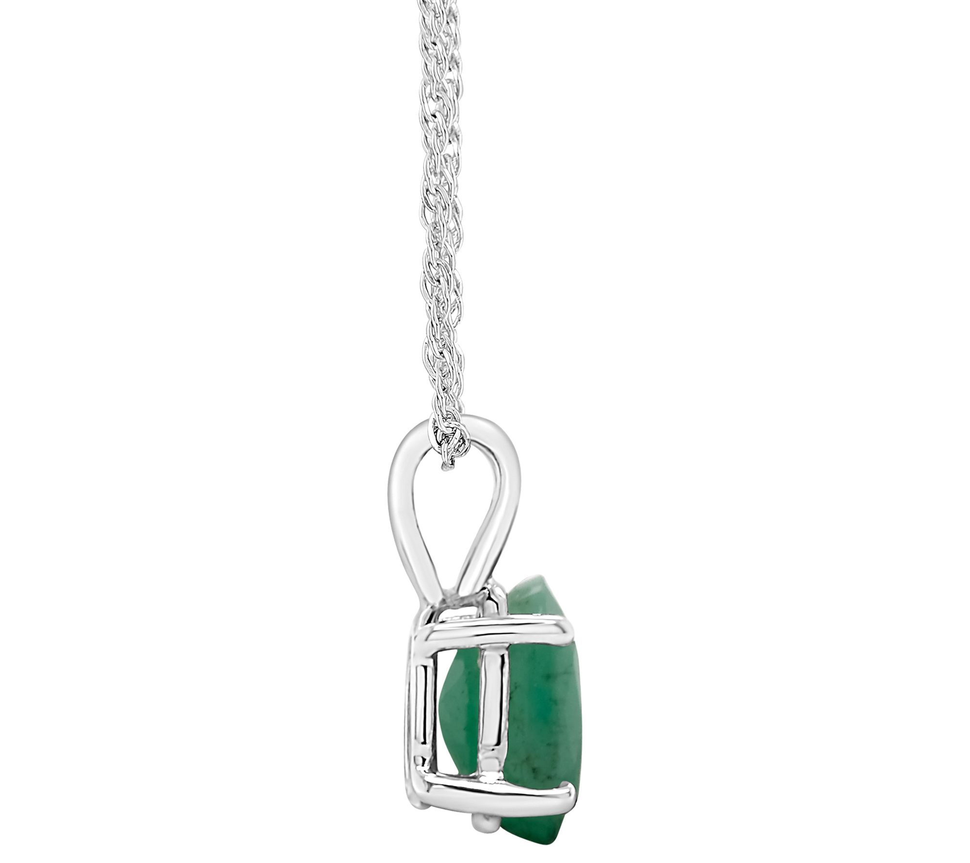 Oval Precious Gemstone Pendant w/ Chain. Sterling Silver