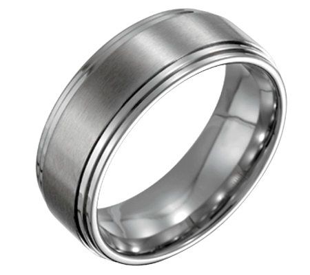 Steel By Disign Mens 8mm Satin and Polished Ri ng