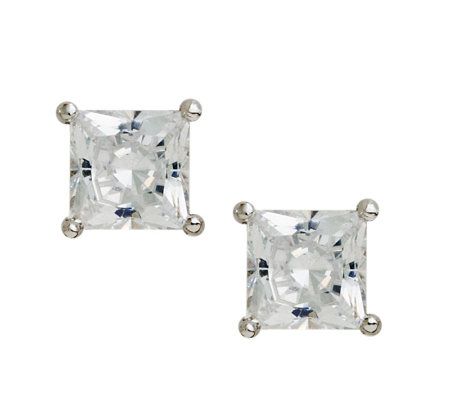 Diamonique 2.00 cttw Princess Cut Stud Earrings , Platinum Cla