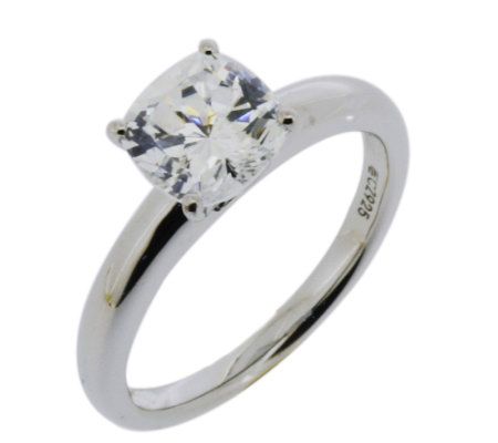 Epiphany Diamonique 2.00 cttw Cushion 100-Facet Solitaire Ring