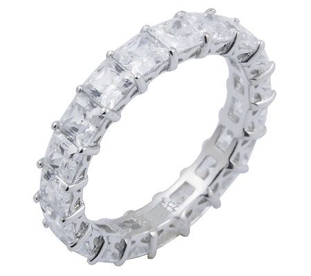 Diamonique 4.90 cttw Princess Cut Eternity Ring , Platinum Cla