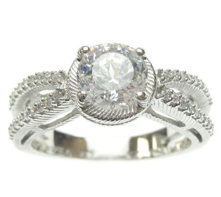 Judith Ripka Sterling Diamonique Round Split Sh ank Ring