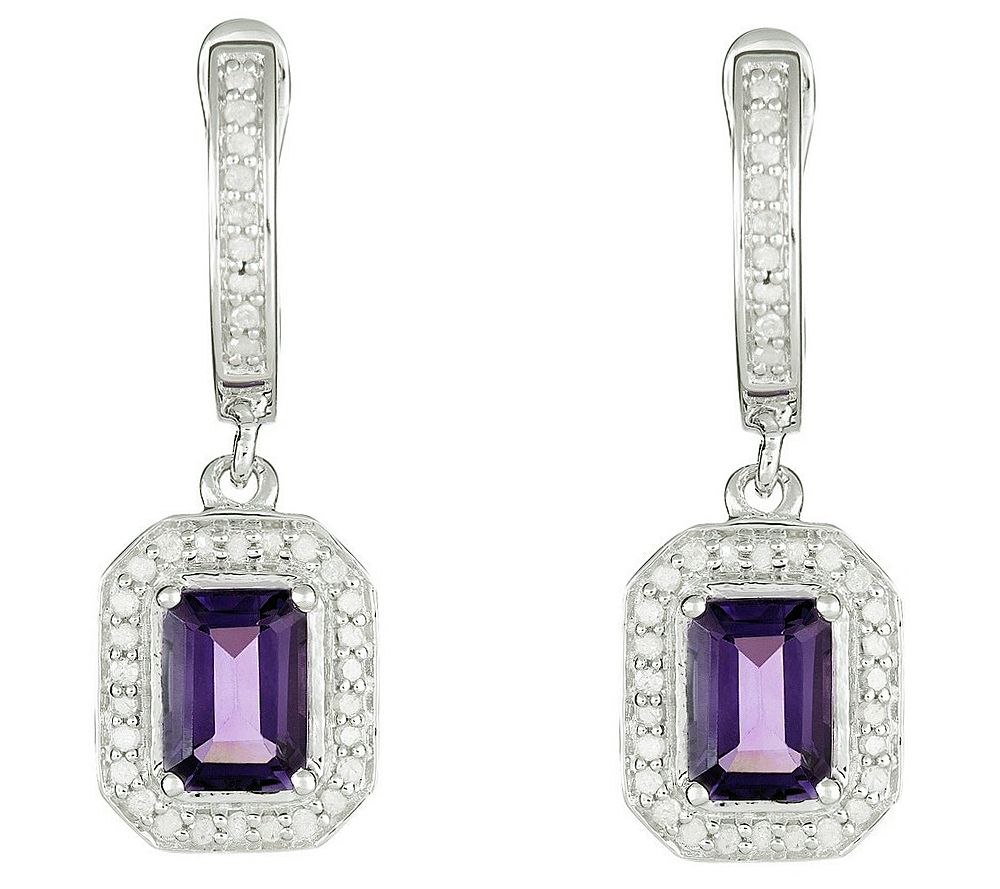 Sterling Gemstone & 1/3 cttw Diamond Earrings
