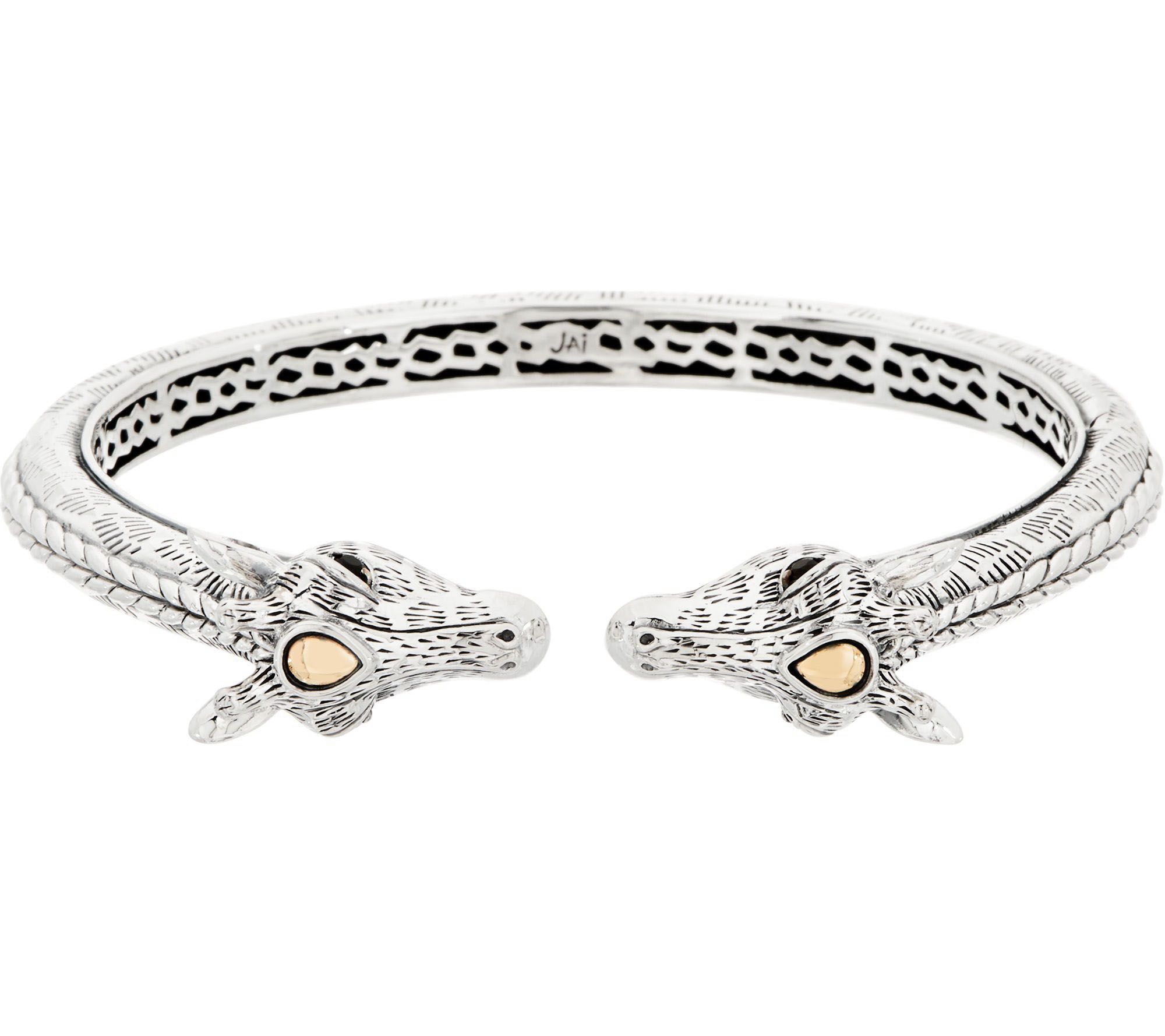 JAI Sterling Silver & 14K Gold Giraffe Cuff Bracelet, 30.6g