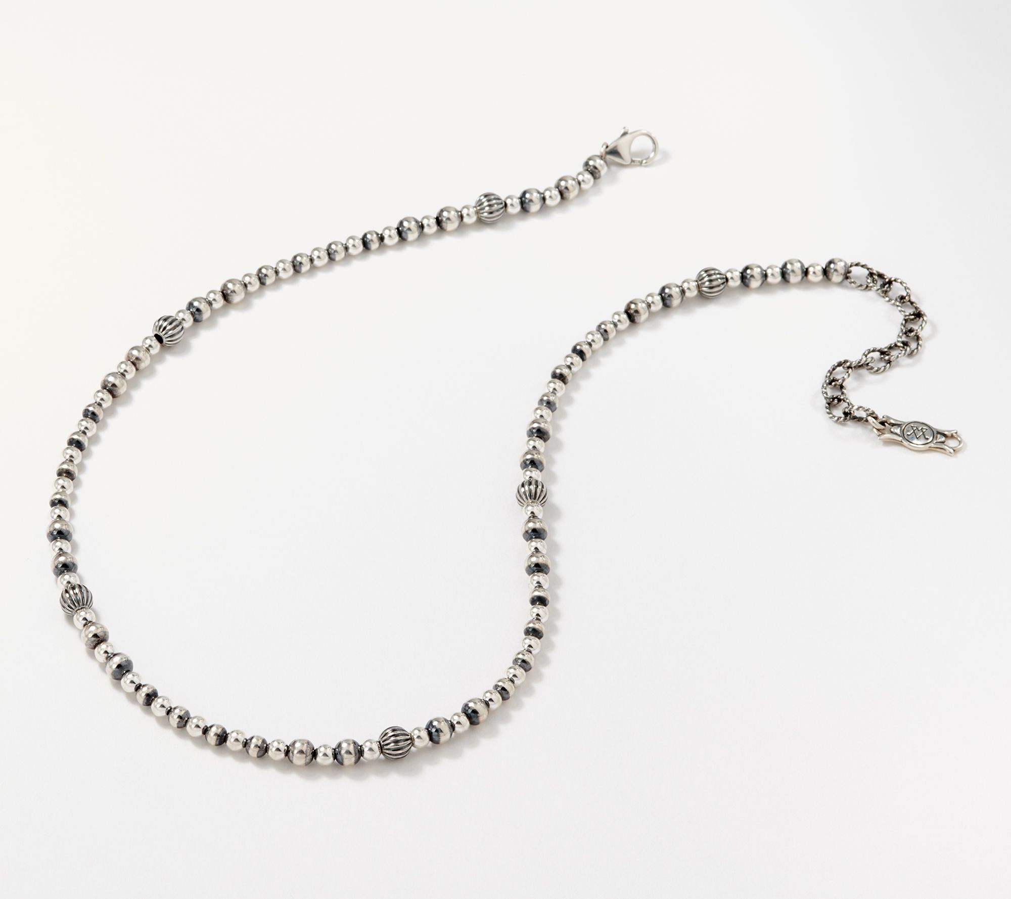 American West Sterling Silver Polished 17 Bead Necklace