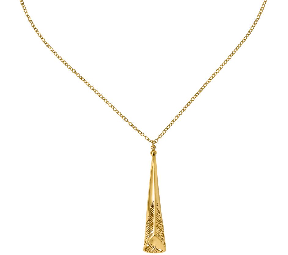 Italian Gold Drop Pendant with Chain, 14K