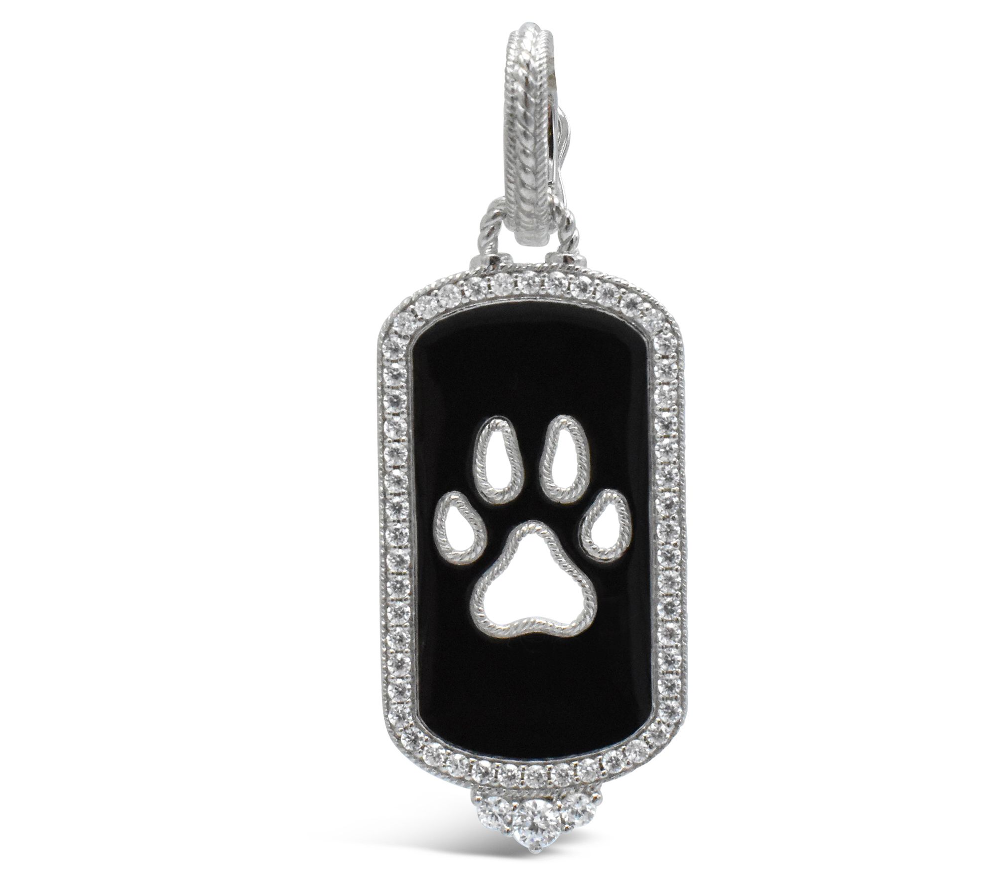 JUDITH Classic Diamonique Enamel Dog Tag Enhancer, Sterling