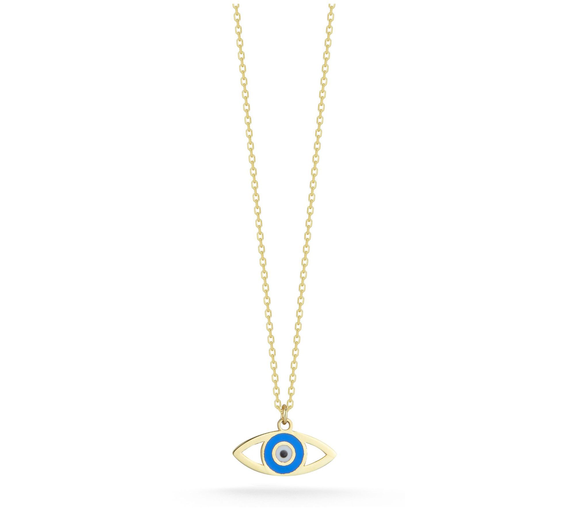 Luminosa Gold Open Enamel Evil Eye Pendant w/ C hain, 14K