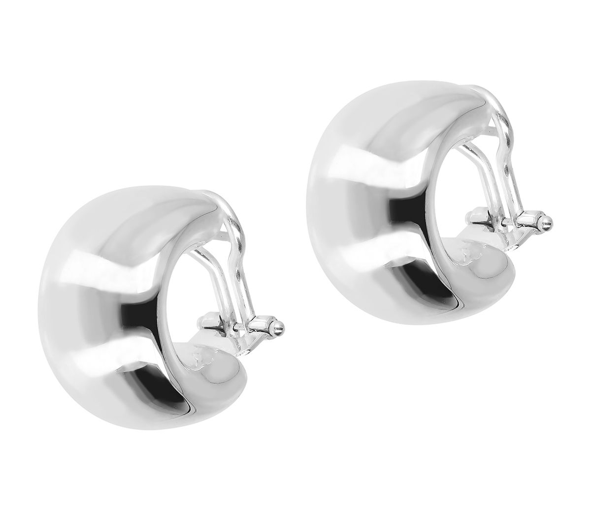 UltraFine Silver Wide Huggie Hoop Earrings with Omega Backs