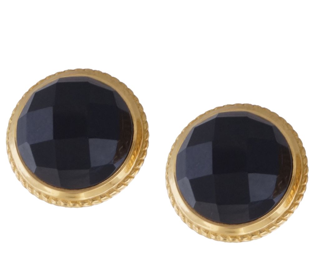 Sterling & 14K Gold-Plated Gemstone Stud Earrin gs