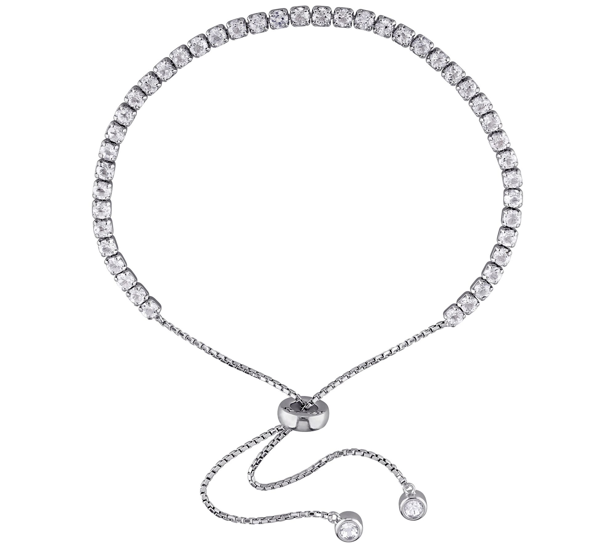 Sterling Silver 3.75 cttw White Topaz Adjustabl e Bracelet
