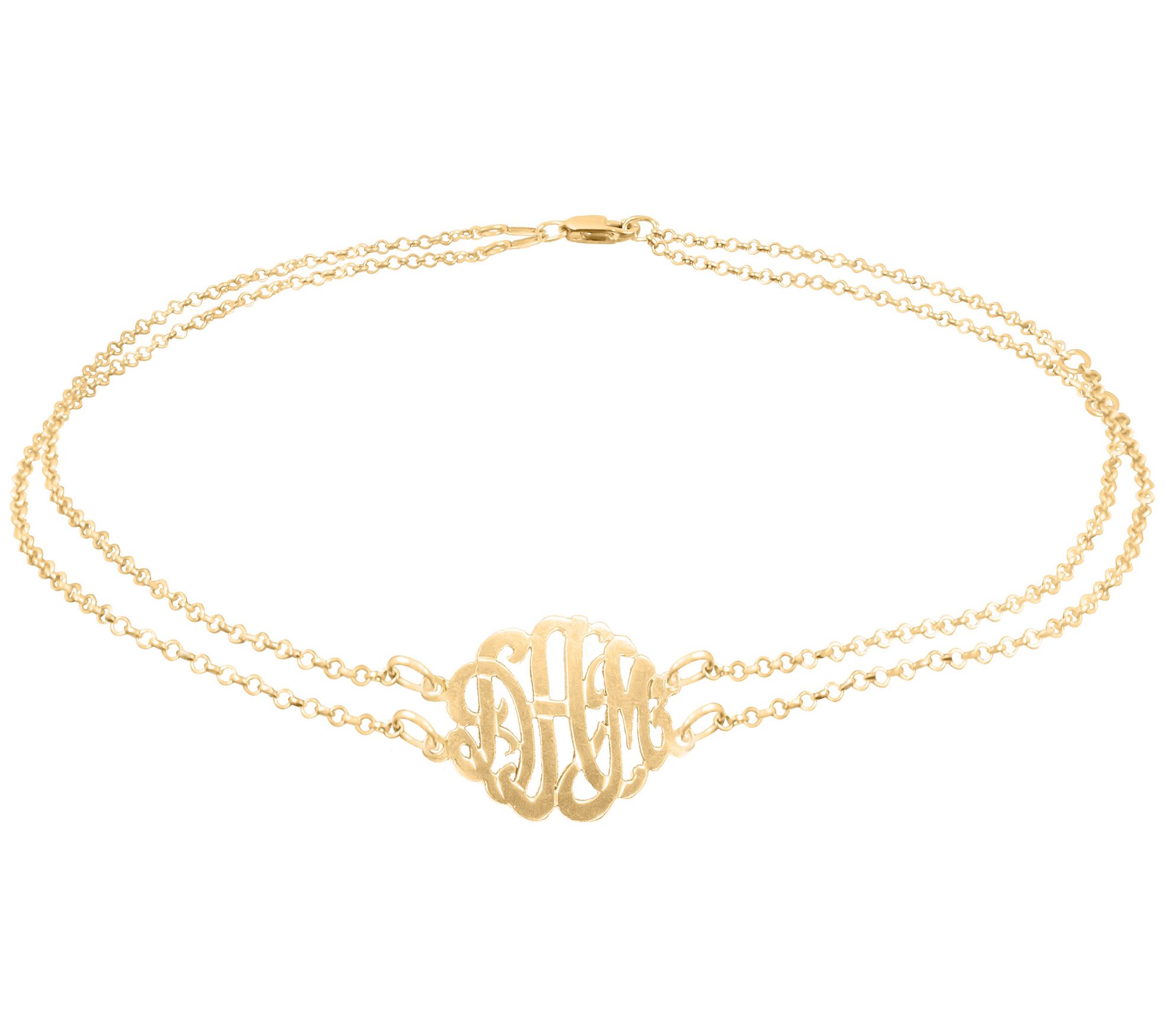 14K Gold Plated Sterling Monogram Ankle Bracele t