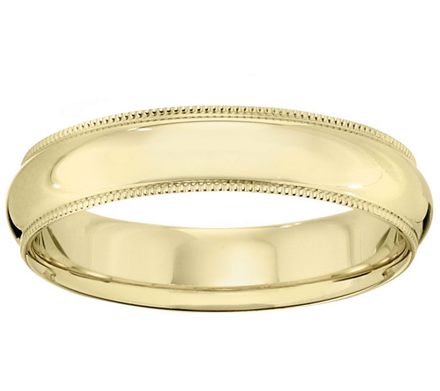 Women's 18K Yellow Gold 5mm Milgrain Wedding Ba nd