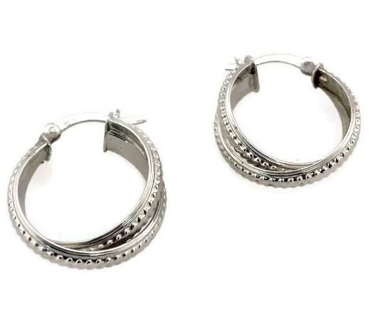 Alkeme Sterling Silver Textured Crossover Hoop arrings