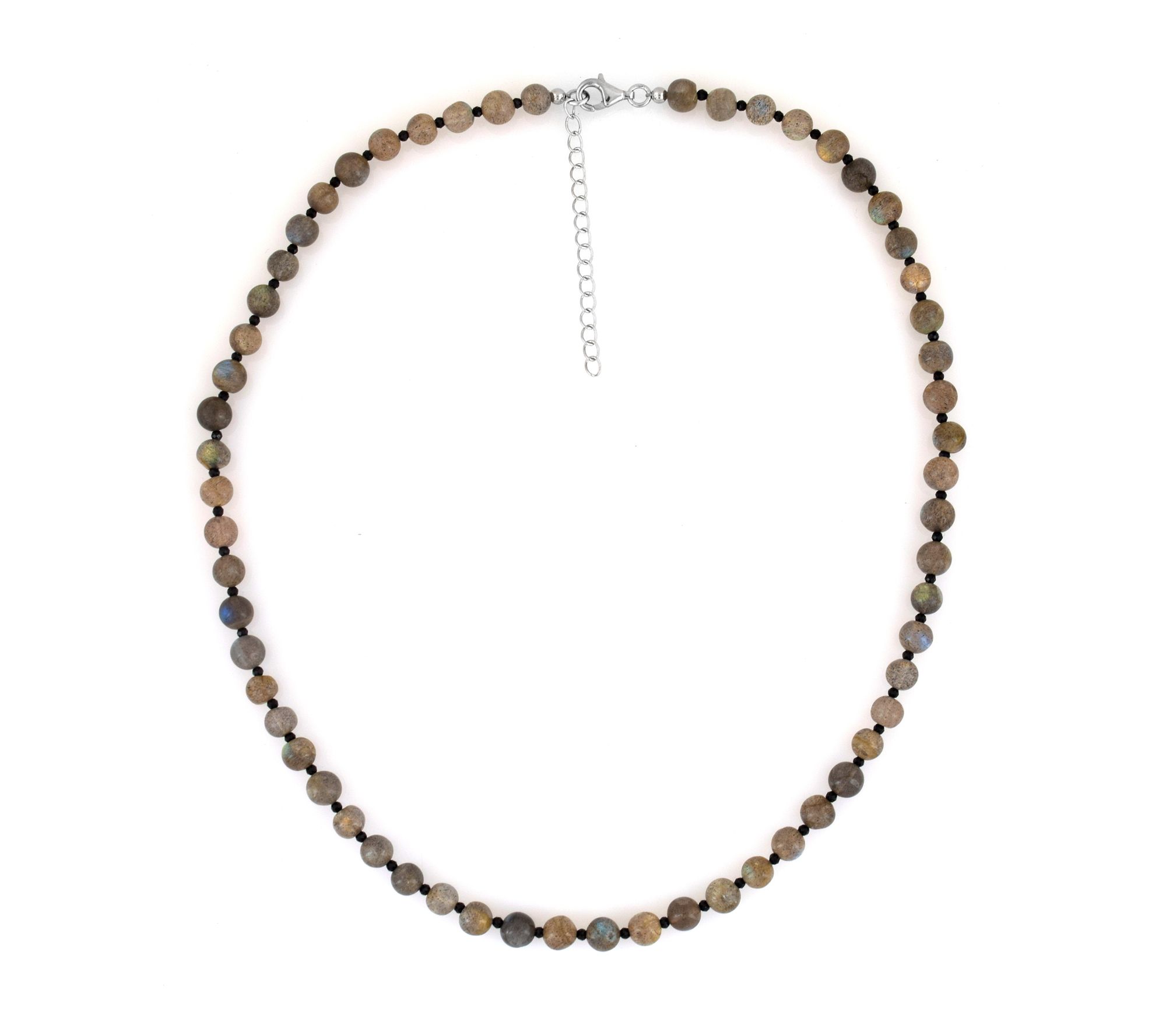 Sterling Silver Labradorite & Black Spinel Bead Necklace