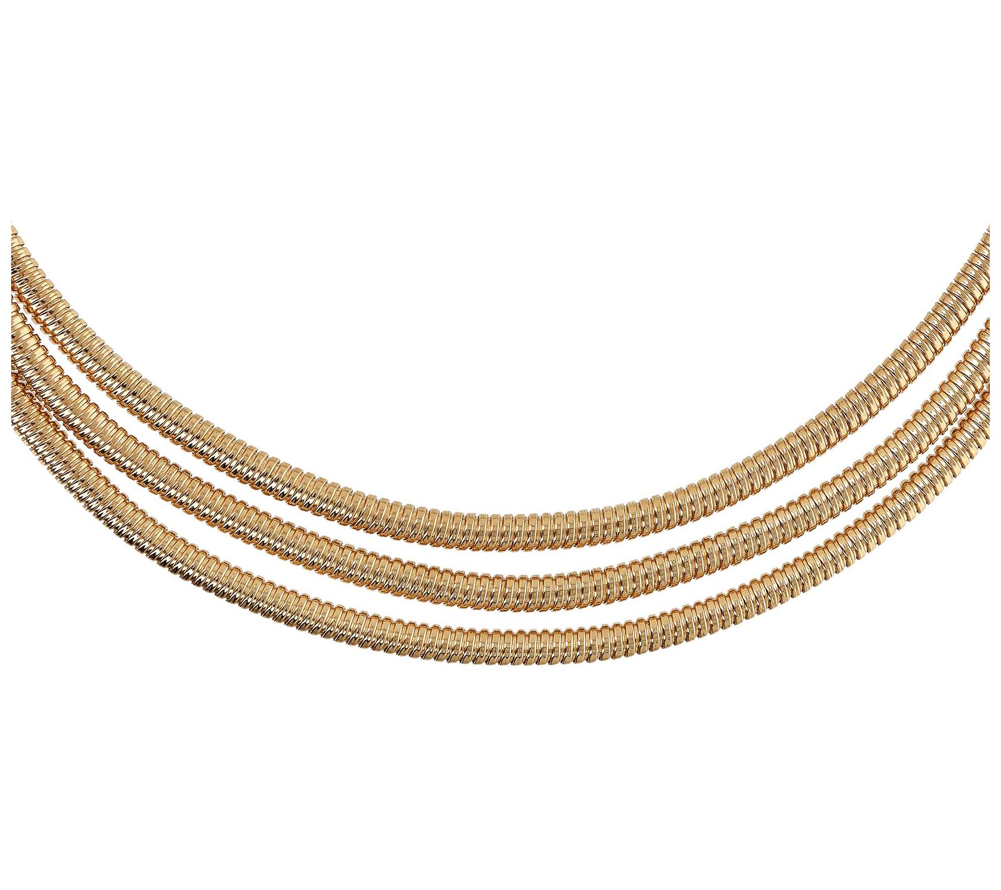 Alberto Milani Triple Strand Tubogas Necklace, 4K Gold 43.5g