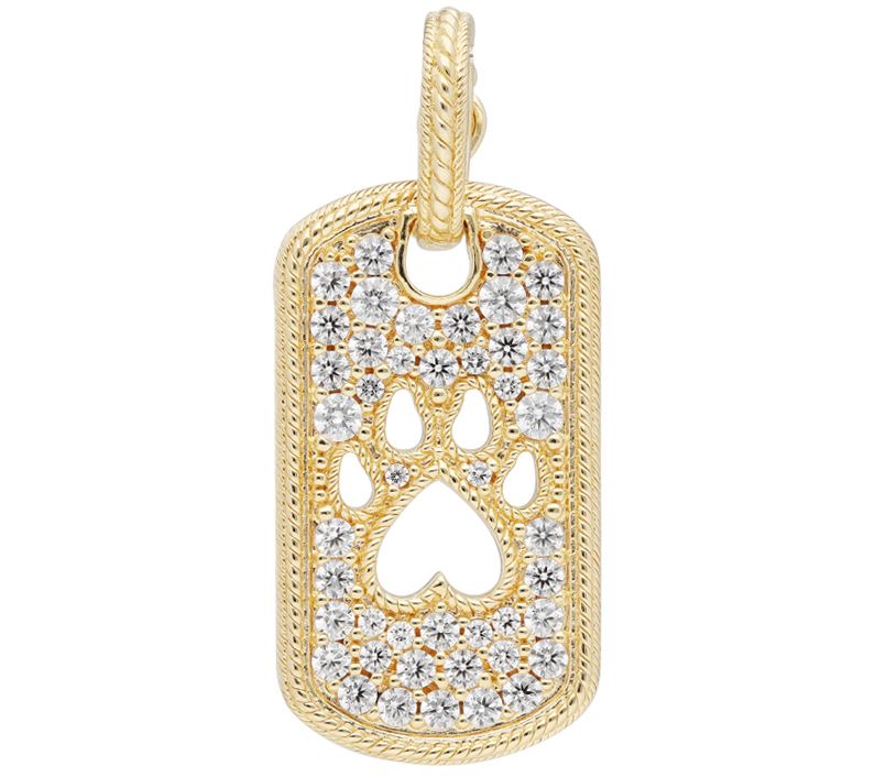Judith Ripka 14K Clad 1.10 cttw Diamonique Dog Tag Enhancer