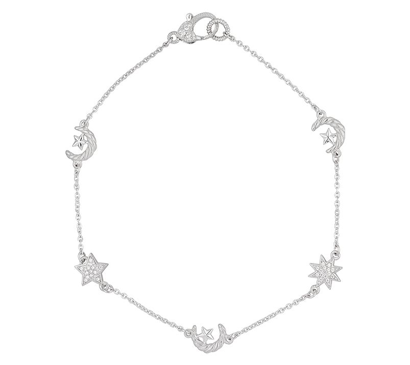 Judith Ripka Sterling Silver Moon and Star Ankl et