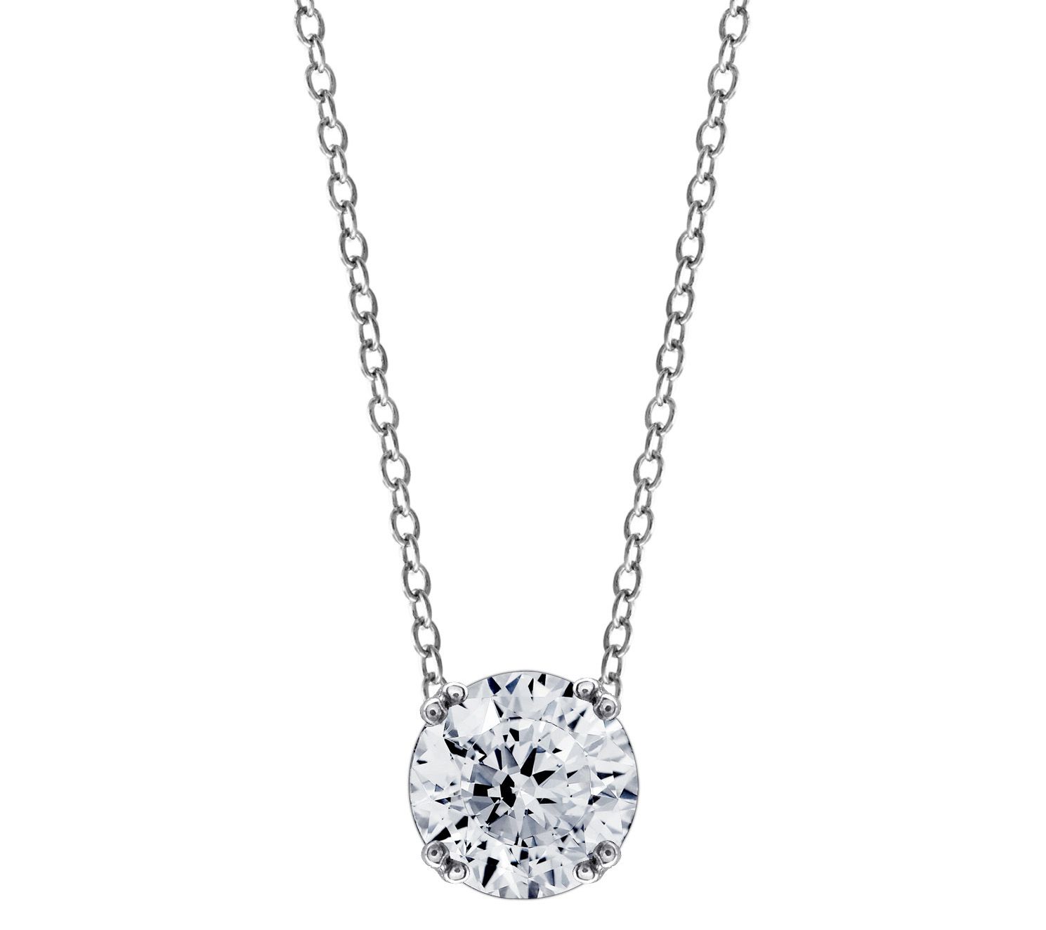 Diamonique 3.00 cttw Round Cut Pendant, Platinu m Clad