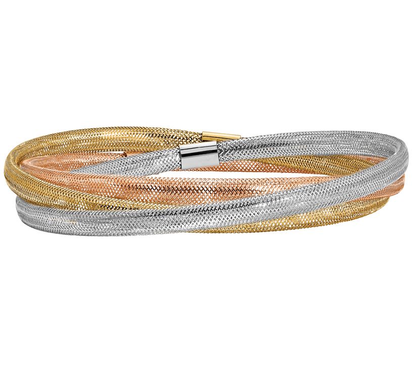 Italian Gold Tri-Color Intertwined Bracelets 14 K, 3.0g