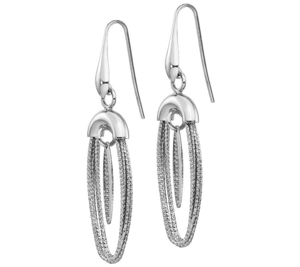 Italian Silver Double Oval Dangle Earrings